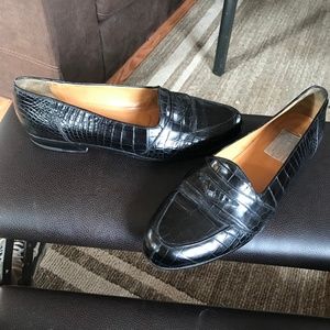 David Rickey Black Alligator Loafers